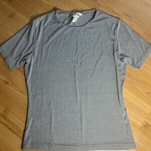 Frazier Lawrence Petite Silver Short-sleeve Top Nylon Spandex Blend Y2K Size S